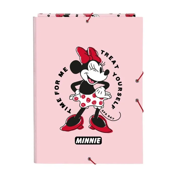 MINNIE MOUSE Me Time – Carpeta Folio con 3 Solapas, Ideal para Niños de Diferentes Edades, Cómoda y Versátil, Calidad y Resistencia, 26×36.5 cm, Color Rosa claro