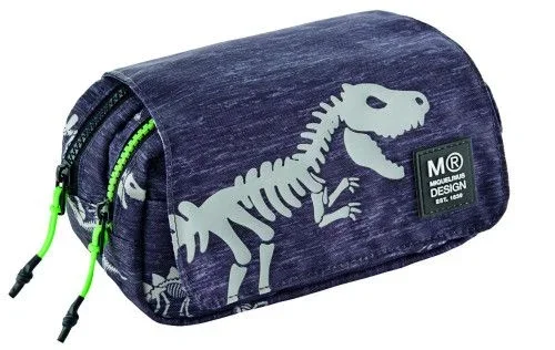 Miquelrius – Portatodo Doble Compartimento, Estuche Escolar Rectangular, Cierres Cremalleras de plástico Resistente, Tiradores metálicos, Portatodo Estuche con Tapa de 200 x 110 x 75 mm, T-Rex