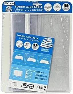 Mktape pack de 6 forros de libro con solapa ajustable y tira adhesiva 28cm – material pvc – forra en 3 pasos