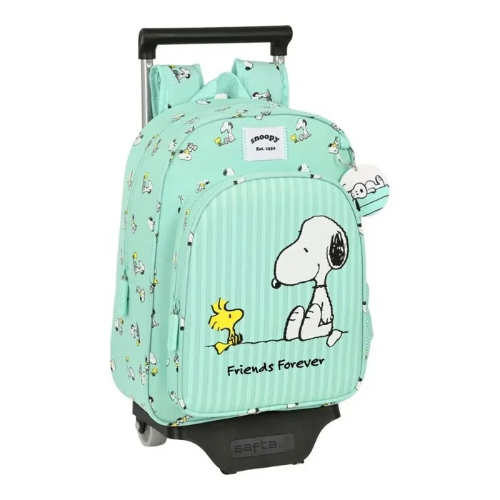 Mochila escolar con ruedas snoopy friends forever menta (26 x 34 x 11 cm)