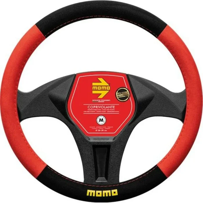 Momo Refial Funda para Volante Easy Microfibra Negro/Rojo 38-39 cm