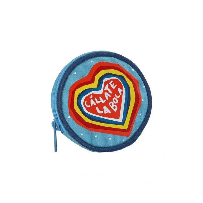 Monedero redondo callate la boca azul love