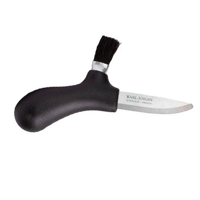 Morakniv STE-10906 Cuchillo para cortar setas Karl-Johan hoja de acero inoxidable de 6,2 cm, mango de plástico y de color negro. Incluye funda de polímero negra con clip y para cinturón o mochila, en blíster