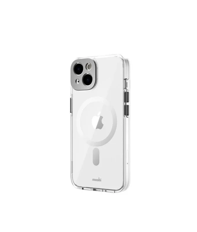 Moshi iGlaze – Funda transparente a prueba de golpes con lente de aluminio de grado aviación y protector de botones, funda delgada y transparente con tecnología antiamarilleamiento para iPhone 14 de 6.1 pulgadas lanzada en 2022, gris meteorito