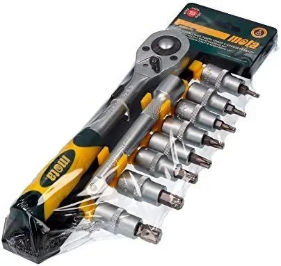 Mota Herramientas 39871 Juego de Bocallaves Punta Torx de Cromo-Vanadio Encastre 1/2″ y Accesorios, Plateado, 10 unidades