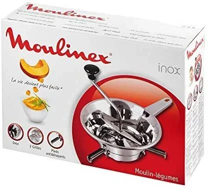 Moulinex A45306 Pasa Purés, Acero Inoxidable, Plateado, 24 Cm, 1 Unidad