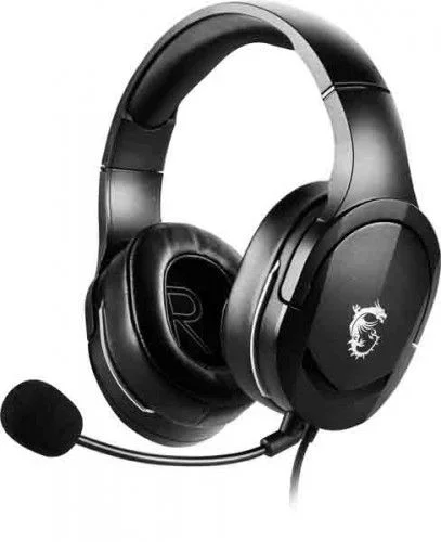 MSI IMMERSE GH20 GAMING HEADSET – Auriculares Estéreo, Diseño Ligero y Plegable, Drivers Neodimio 40mm, Micrófono Ajustable, Regulador en Línea, Conector Jack 3.5mm y Cable Divisor Y – Alámbrico