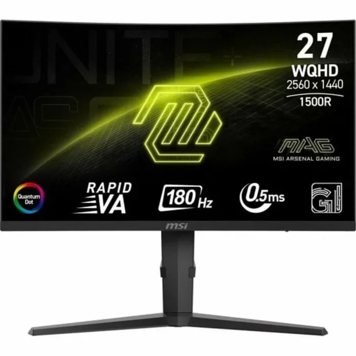 MSI mag 275CQRF QD E2 Monitor Curvo Gaming WQHD 27 Pulgadas, 1500R, 2560 x 1440 Rapid VA Panel, 180 Hz / 0.5ms (GtG, Min.), Sincronización adaptativa, DP 1.4a, HDMI 2.0b CEC