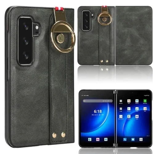 Muñequera Funda Trasera de Cuero para Microsoft Surface Duo2 Teléfono (Verde)