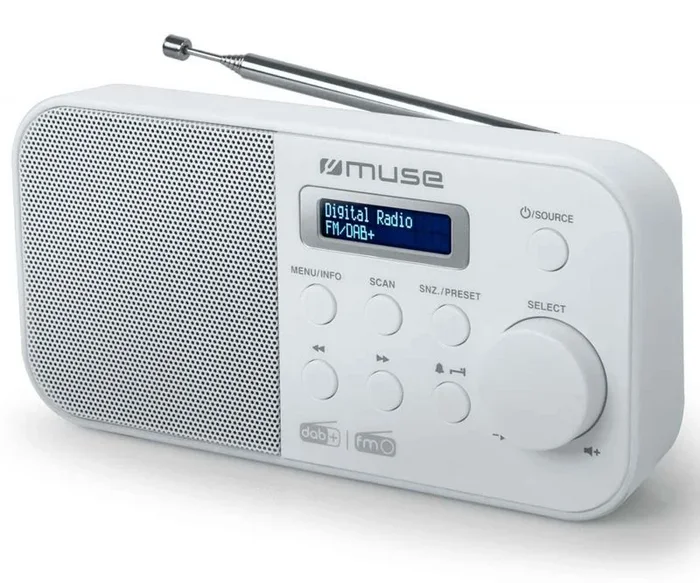 MUSE M-109 DBW Blanco Radio Dab+/FM PORTÁTIL con Altavoz Integrado Y Pantalla