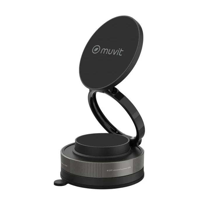 Muvit for change soporte coche y sobremesa plegable universal magnético con ventosa negro