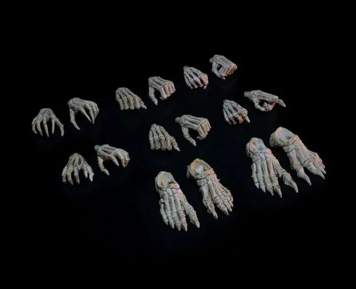 Mythic legions: necronominus accesorios para figuras skeletons of necronominus hands/feet pack