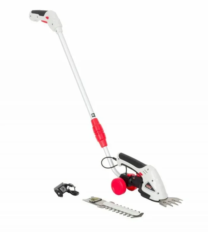 NAC Tijeras Inalámbricas 7,2V, herramienta de jardín, corte preciso, césped y arbustos, mango telescópico ajustable, sistema de cambio rápido, diseño compacto
