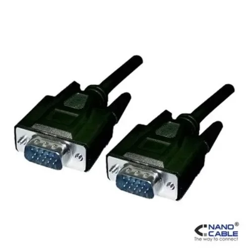 NANOCABLE 10.15.1302 – Cable SVGA para Monitor y proyector, HDB15/M-HDB15/M, Macho-Macho, Negro, 1.8mts