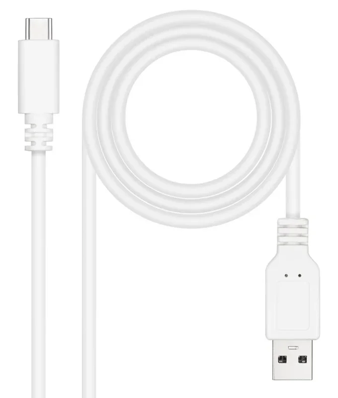 Nanocable Cable USB 2.0 3A, tipo USB-C/M-A/M, Blanco, 1.5 m