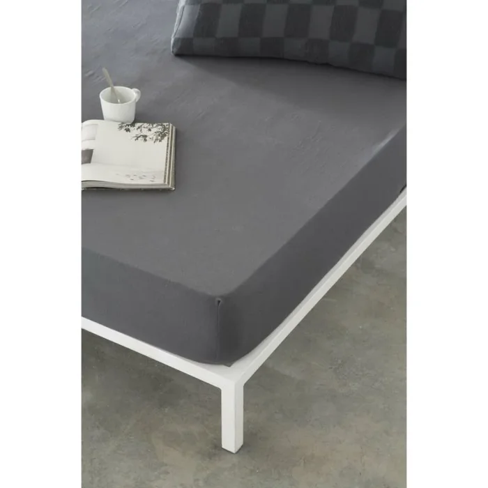 Naturals – Sabana Bajera Cama 105 – Jersey 100% Algodon Totalmente Ajustable para colchones de hasta 33 centimetros de Altura – Bajera 105×190/200 – Elba Dark Grey/Gris Oscuro