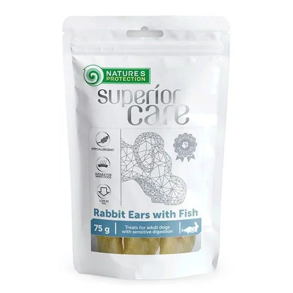 Nature’s protection superior care white dogs orejas de conejo con pescado – golosina para perros – 75 g