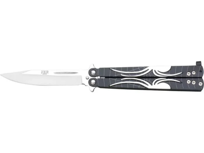 Navaja abanico JKR con mango de aluminio con araña y hoja de acero inox de 9,5 cm, total 22 cm, JKR0343