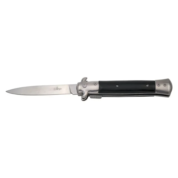 Navaja de apertura Third 17249N, mango de aluminio con ABS Negro, hoja satinada de acero inox de 10.5 cm. Con clip