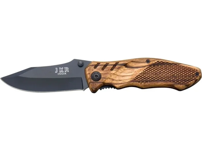 Navaja de bolsillo Joker con cachas de madera y hoja pavonada de 8,3 cm, tamaño total de 19,5 cm, JKR0312
