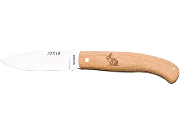 Navaja de bolsillo Joker Deantaño, motivo liebre, cachas de haya y hoja inox 420 de 8 cm, 60 gr, NH78-7 + tarjeta multiusos de regalo