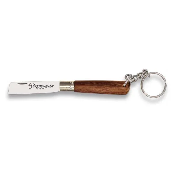 Navaja Extremeña Taponera con Mango de Madera y Hoja de Acero Inox de 3.5 cm Incluye Llavero, en blister de 12 piezas 01423