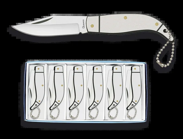 Navaja Martinez Albainox Set de 6 Piezas con mango de Acero y hoja de 5.5 cm, en estuche regalo 18218