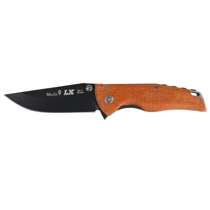 Navaja Muela LX hoja de 8,3 cm, cachas Micarta yute naranja, con recubrimiento antifricción PTFE, 130 gramos, LX-8.O