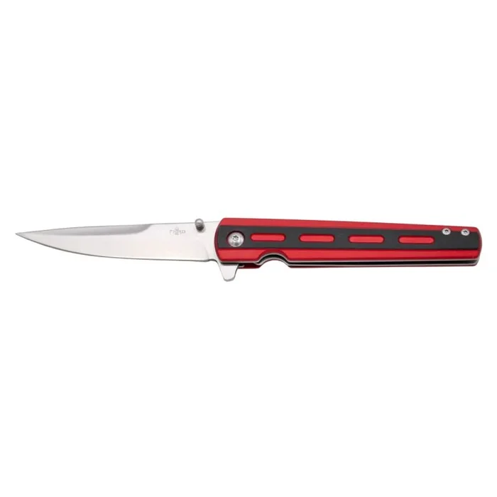 Navaja Third, mango de aluminio negro y rojo, hoja de acero inox de 9,2 cm, con clip, K0824RD, herramienta para uso deportivo, pesca y caza