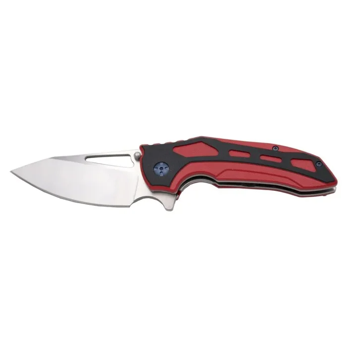 Navaja Third Thunder, hoja de acero D2 de 8,6 cm, mango G10 bicolor rojo y negro, longitud 21,1 cm, K0821RD, herramienta para uso deportivo, pesca y caza