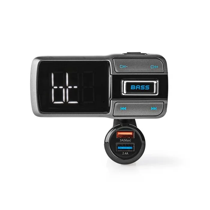 Nedis CATR101BK transmisor FM 87,6 – 107,9 MHz Encendedor de cigarrillos Negro, Gris