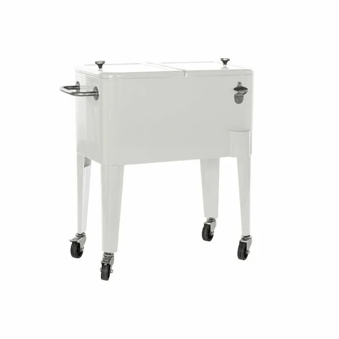 Nevera portátil dkd home decor blanco con ruedas acero pp (56 l) (74 x 43 x 80 cm)