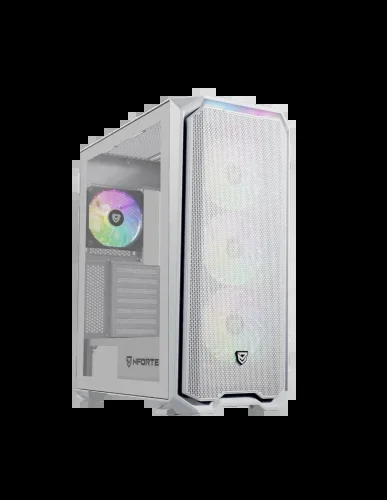 Nfortec Krater X Torre Gaming E-ATX con 4 Ventiladores A-RGB, Frontal mallado, controladora RGB – Color Blanco