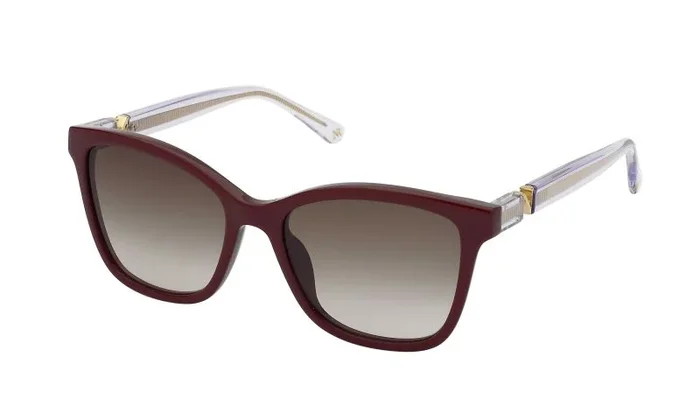 Nina Ricci SNR357 Gafas, Shiny Bordeaux, 54 para Mujer