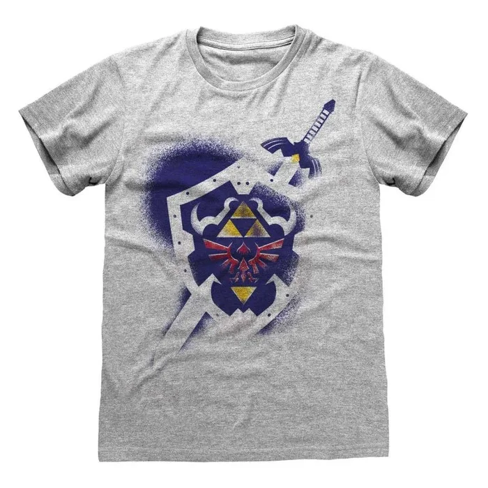 Nintendo legend of zelda – shield (unisex heather grey t-shirt) small