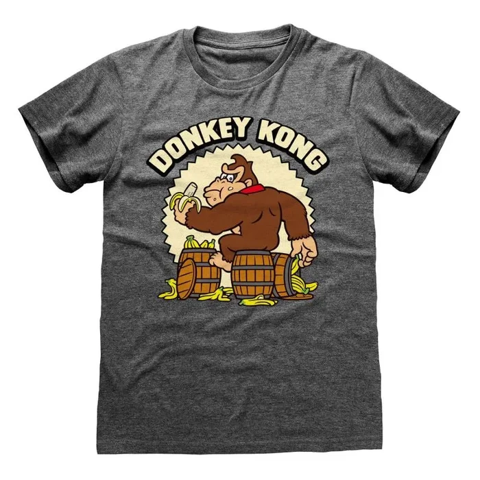 Nintendo super mario – donkey kong (unisex dark heather t-shirt) large