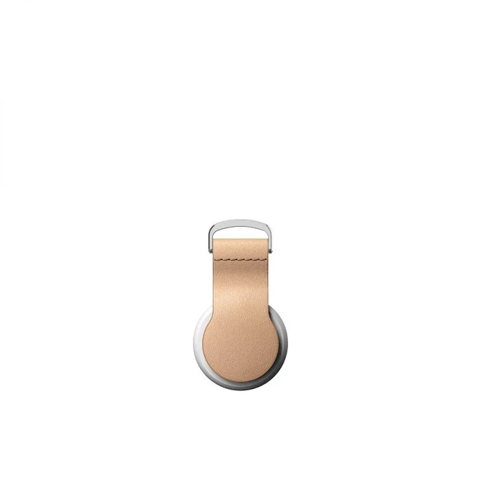 NOMAD AirTag Leather Loop Llavero para AirTag | Anillo en forma de D para un mejor cuidado en el llavero, acero inoxidable y piel auténtica, color beige