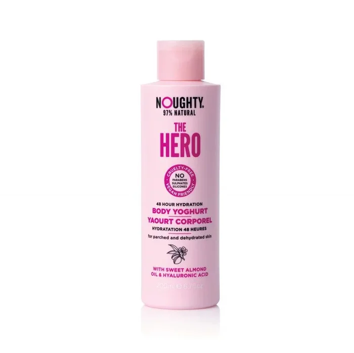 Noughty The Hero Body Yogur, crema profundamente hidratante para pieles muy secas, 97% natural sin sulfatos veganos (200 ml)