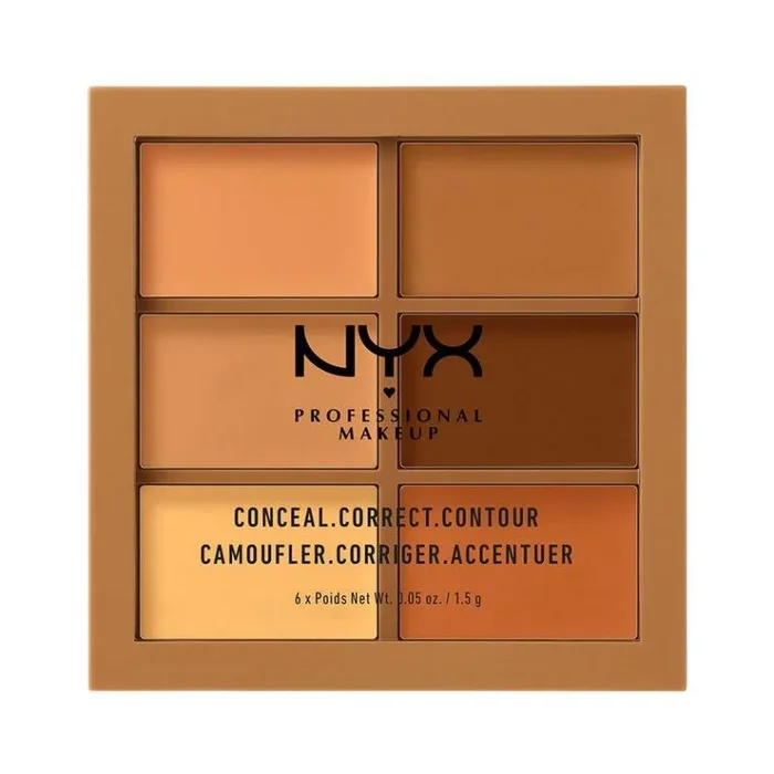 NYX Professional Makeup Paleta de correctores y contouring Conceal, Correct, Contour Palette, 6 sombras, Textura cremosa, Tono: Deep