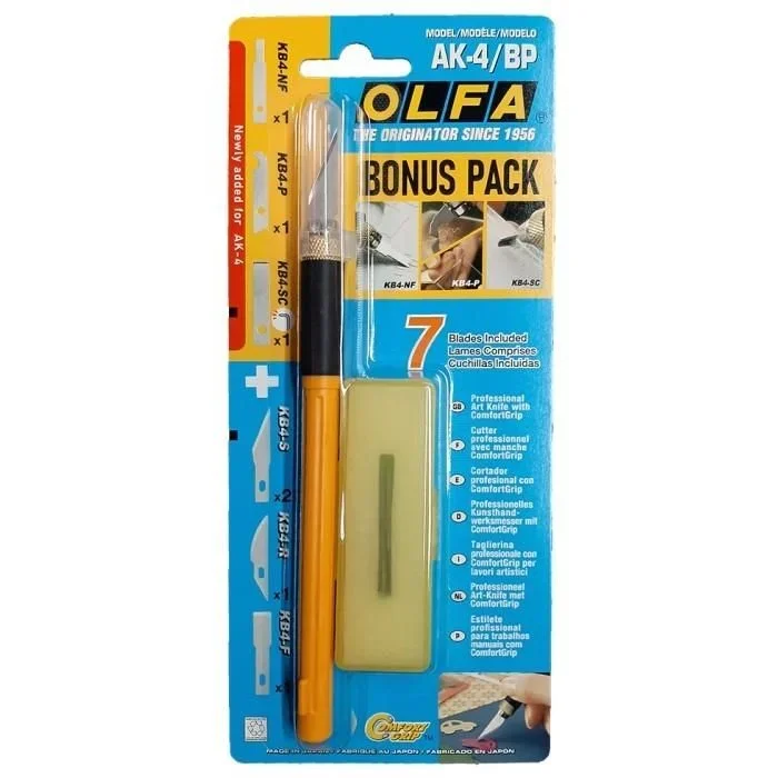 Olfa cortador art knife pro de precisión ak-4 con 4 cuchillas intercambiables