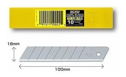 Olfa – Lote de 3 paquetes de 10 hojas LB-10 18 mm para cúter cuchillas secables