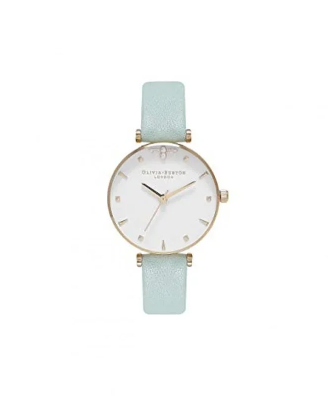 Olivia Burton Reloj Analógico de Cuarzo para Mujer con Correa en Piel Verde Menta – OB16AM143