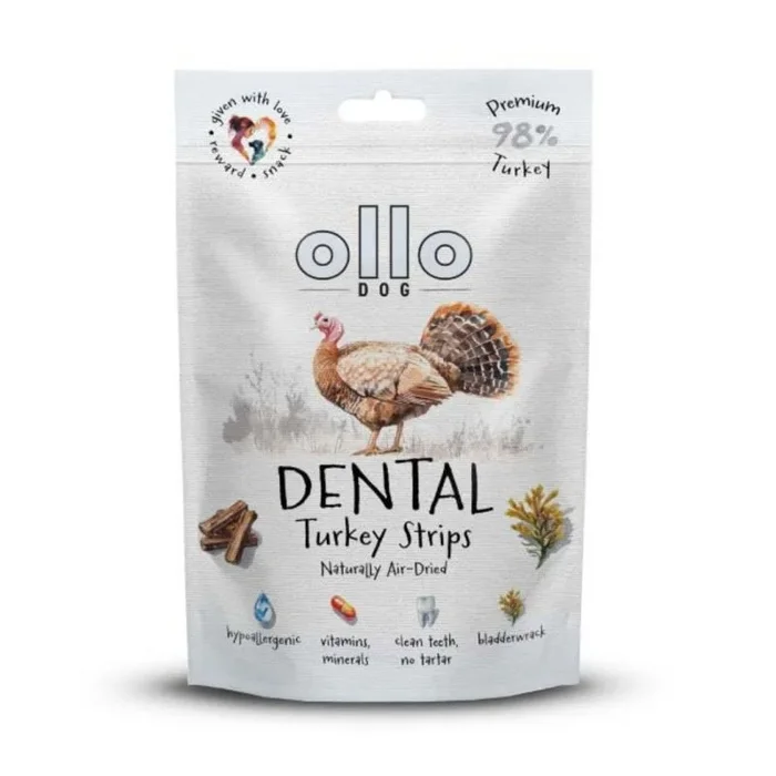 Ollo air dried dental turkey strips – dog treat – 80g
