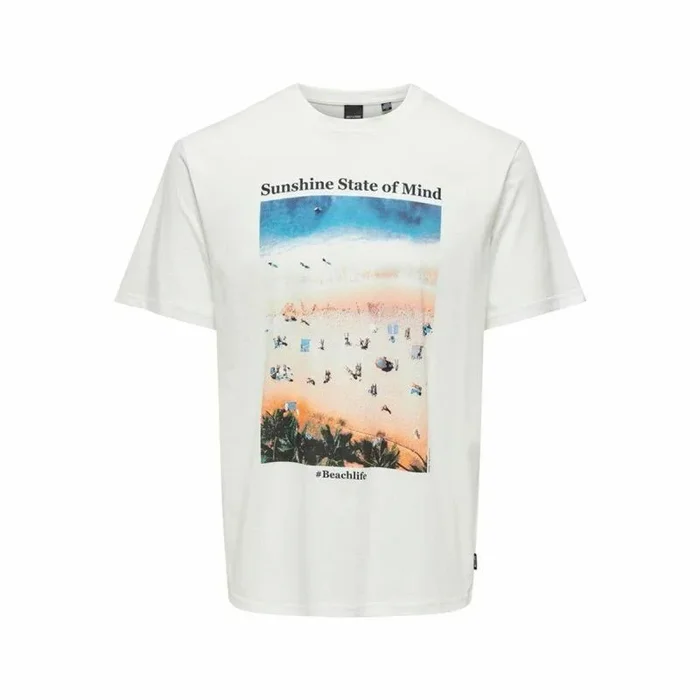 Only & Sons Onskolton Reg Beach Photoprint SS tee Camiseta, Cloud Dancer, XS para Hombre