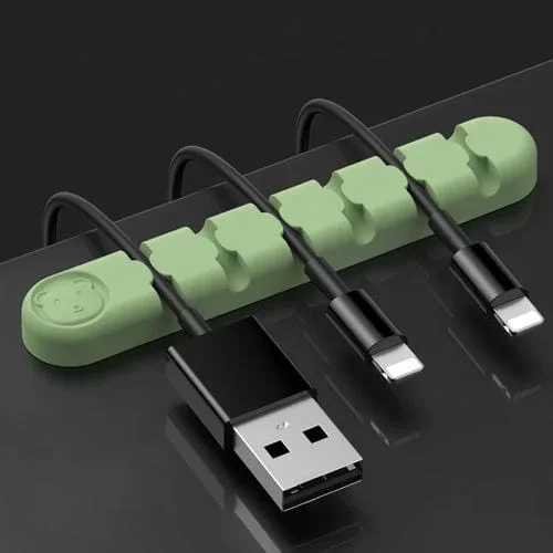 Organizador de Cable Bear Silicone Desktop 6 Agujeros Matcha Green 5 PCs