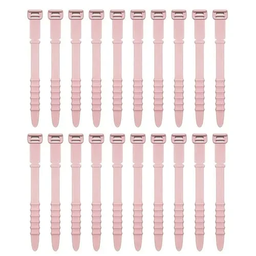 Organizador de cables Fishbone Silicone Cable Tie 3 juegos (20 piezas) (Rosa)