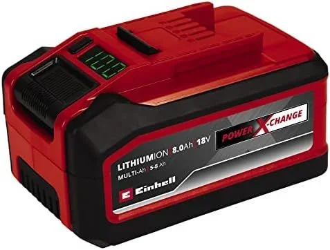 Original Einhell Batería Power X-Change PLUS Multi Ah 18 V 5-8 Ah (18 V, para todos los equipos PXC, indicación de estado de carga, sist. de gestión de baterías, sin cargador)