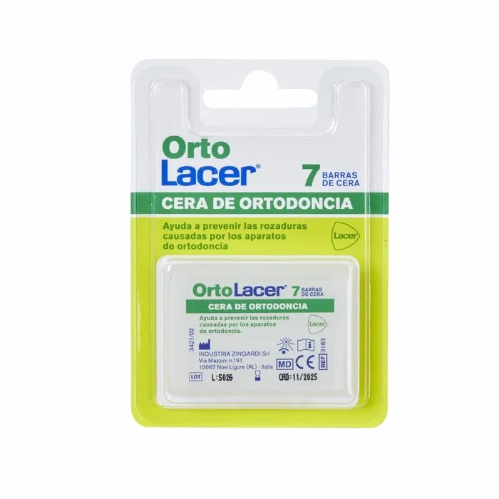 ORTOLACER – Cera de Ortodoncia, 7 Barras, para Aparatos de Ortodoncia, Protección Frente a Caries, Desmineralización y la Inflamación de las Encías, Previene Rozaduras e Irritaciones