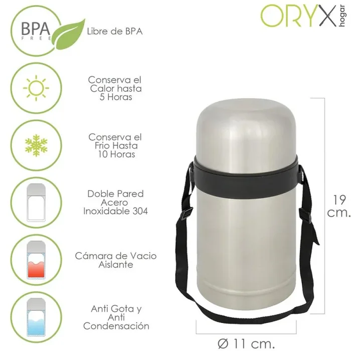 ORYX Termo Solidos y Liquidos Acero Inoxidable Antigoteo 750 Ml.