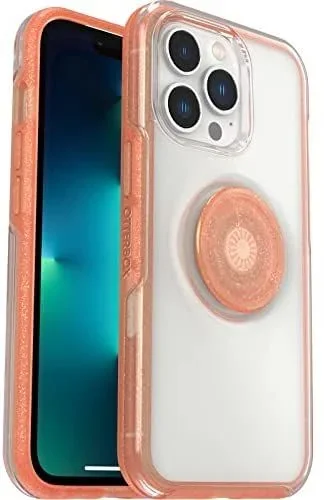 Otterbox Funda para iPhone 13 Pro Otter+Pop , resistente a golpes y caídas,Protectora con PopSockets PopGrip,Testada 3x con los estándares Militares anticaídas, Transparente/Coral